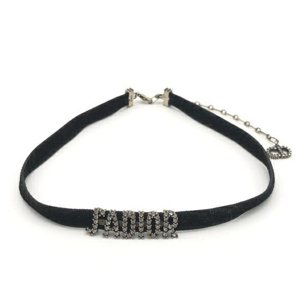 Christian Dior J'ADIOR Rhinestone Velour Choker, Black